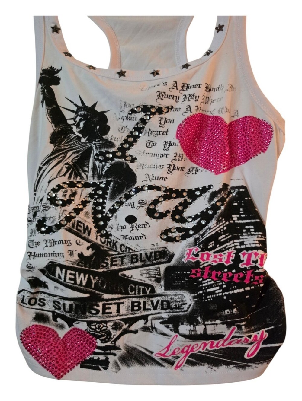 ROMWE Street Life Y2K Retro Streetwear Slogan Print Rhinestone Tank Top - Picture 8 of 8